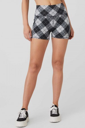 Alo Yoga USA 4'' Vapor High-Waist Argyle Anthracite | 6075942-FA