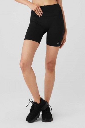 Alo Yoga USA 5'' Seamless Ribbed Favorite Black | 6174830-XM