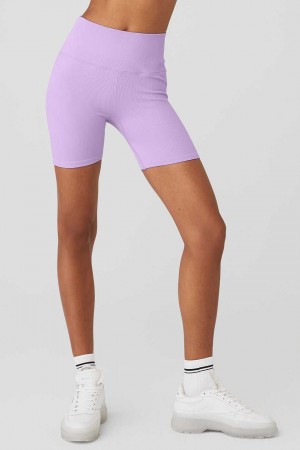 Alo Yoga USA 5'' Seamless Ribbed Favorite Violet Skies | 1490872-UT