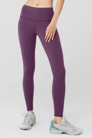 Alo Yoga USA 7/8 High-Waist Airbrush Dark Plum | 1087435-KM