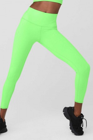 Alo Yoga USA 7/8 High-Waist Airbrush Green Glow | 2910475-TY