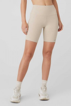 Alo Yoga USA 7'' High-Waist Biker Oatmeal Heather | 6120435-QT