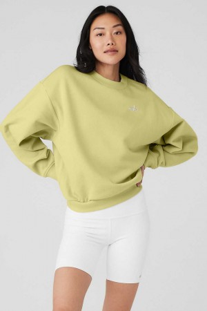 Alo Yoga USA Accolade Crew Neck Pullover Dusty Yellow | 7835216-LM