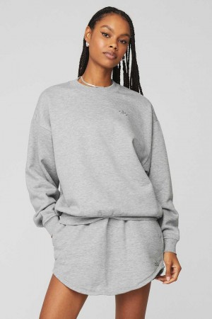 Alo Yoga USA Accolade Crew Neck Pullover Athletic Grey | 9175436-LA