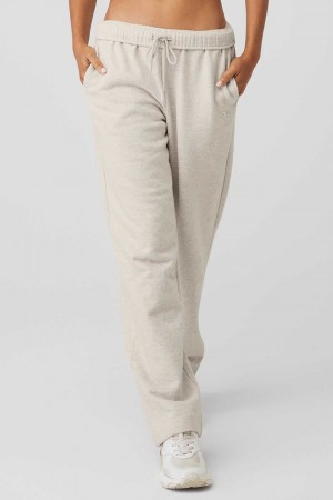 Alo Yoga USA Accolade Straight Leg Oatmeal Heather | 8264037-BL