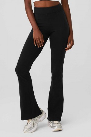 Alo Yoga USA Airbrush High-Waist Kick-Back Black | 1738659-SZ