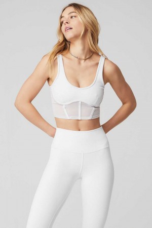 Alo Yoga USA Airbrush Mesh Corset White | 8970126-IP