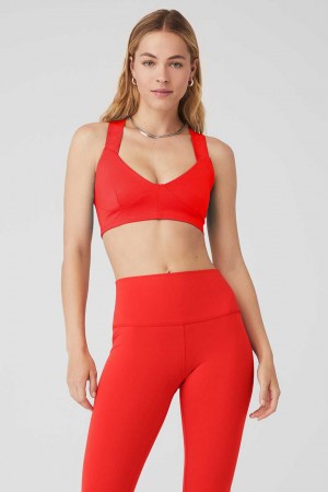 Alo Yoga USA Airbrush Rev It Up Red Hot Summer | 4915736-XH