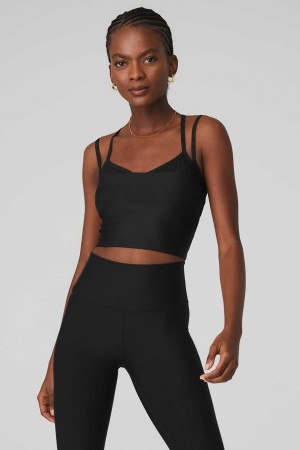 Alo Yoga USA Airlift Double Check Black | 2697835-RN