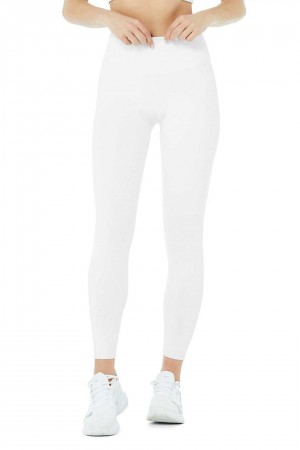 Alo Yoga USA Alo Yoga High-Waist Airbrushris White | 9571830-NV