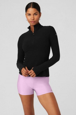 Alo Yoga USA Alosoft 1/2 Zip Rapid Pullover Black | 6395802-VA