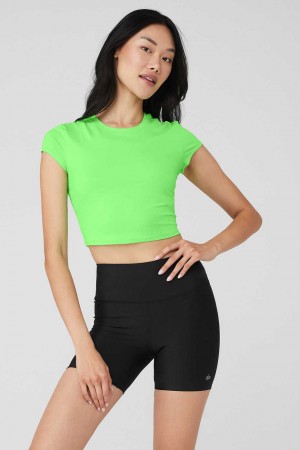 Alo Yoga USA Alosoft Crop Finesse Green Glow | 8351927-QJ