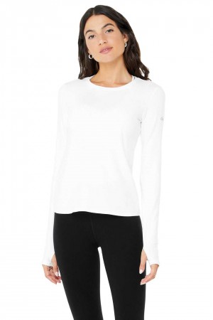 Alo Yoga USA Alosoft Finesse Long Sleeve White | 0846123-FN