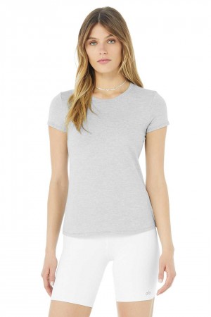 Alo Yoga USA Alosoft Finesse Tee Athletic Grey | 3925840-TR