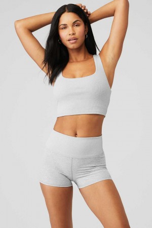 Alo Yoga USA Alosoft Ribbed Chic Athletic Grey | 8453927-UB