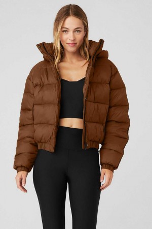 Alo Yoga USA Aspen Love Puffer Cinnamon Brown | 9701385-ZG