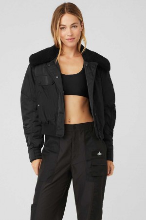 Alo Yoga USA Blaze Bomber Black | 9728013-LX