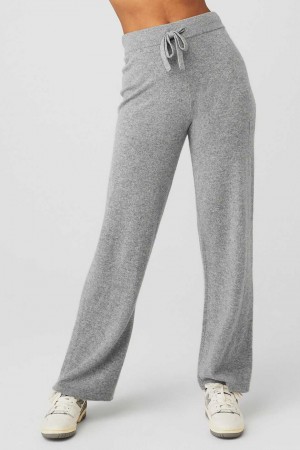 Alo Yoga USA Cashmere High-Waist Jet Set Wide Leg Dove Grey | 6031592-NX