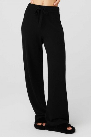 Alo Yoga USA Cashmere High-Waist Jet Set Wide Leg Black | 1637589-BV