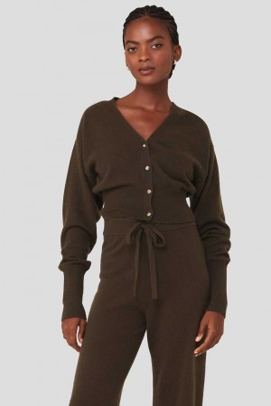 Alo Yoga USA Cashmere Jet Set Cardigan Espresso | 7134960-CQ