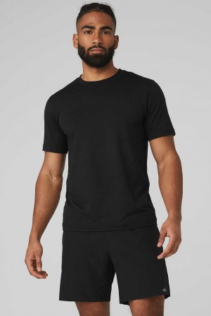 Alo Yoga USA Conquer Reform Crewneck Black | 5861702-VA