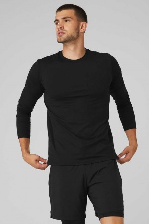 Alo Yoga USA Conquer Reform Crewneck Long Sleeve Black | 8462019-EY