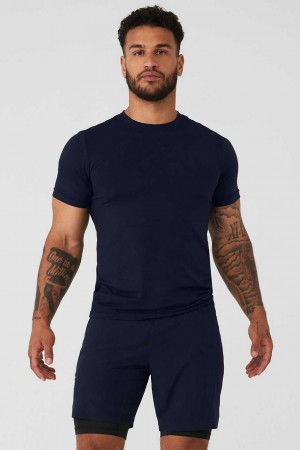 Alo Yoga USA Conquer Reform Crewneck Navy | 9315240-EN