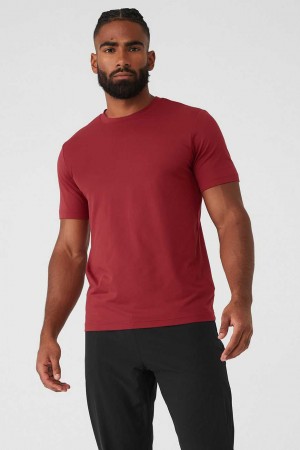 Alo Yoga USA Conquer Reform Crewneck Victory Red | 6392714-WM