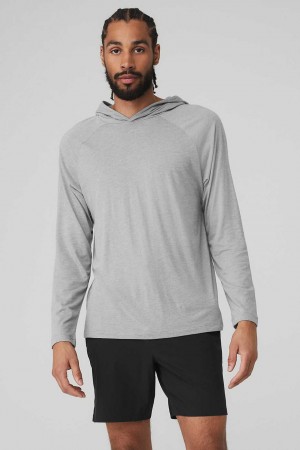 Alo Yoga USA Core Hooded Runner Athletic Grey | 4739805-KY