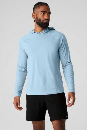 Alo Yoga USA Core Hooded Runner Calm Blue | 8752036-WN