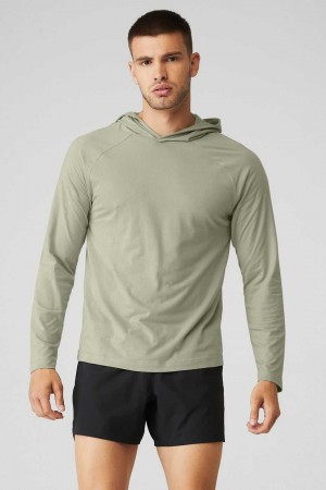 Alo Yoga USA Core Hooded Runner Limestone | 7098214-PK