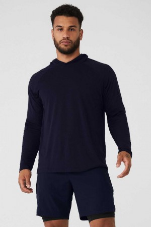 Alo Yoga USA Core Hooded Runner Navy | 1360459-CG