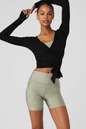 Alo Yoga USA Cropped Escalate Wrap Black | 5218409-CA