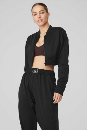 Alo Yoga USA Cropped Prizewinner Black | 6120538-KZ