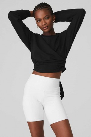 Alo Yoga USA Dreamy Wrap Pullover Black | 4206831-SU