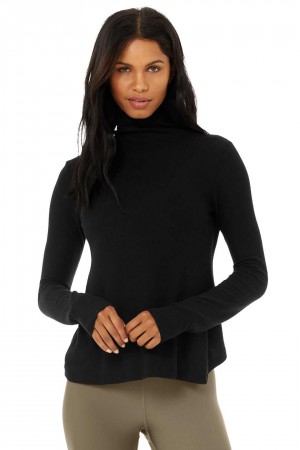 Alo Yoga USA Embrace Long Sleeve Black | 9715840-MD