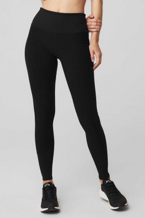 Alo Yoga USA High-Waist Alosoft Lounge Black | 3802547-JZ