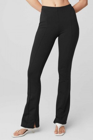 Alo Yoga USA High-Waist Zip It Flare Black | 3864105-RV