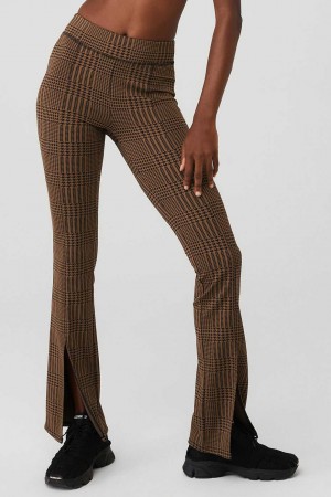 Alo Yoga USA Jacquard High-Waist Glenplaid Flutter Cinnamon Brown | 6041893-AH