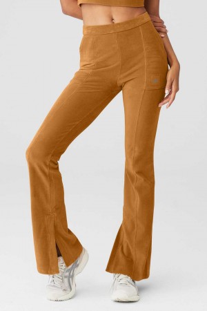 Alo Yoga USA Micro Corduroy High-Waist Winter Break Flare Toffee | 5302486-AC