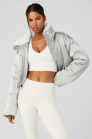 Alo Yoga USA Orion Cropped Puffer Silver | 5673802-AX