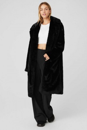 Alo Yoga USA Oversized Faux Fur Trench Black | 5827193-EO