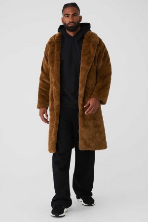 Alo Yoga USA Oversized Faux Fur Trench Chocolate | 8015769-LD