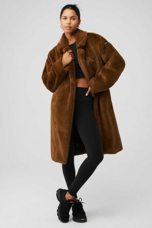 Alo Yoga USA Oversized Faux Fur Trench Chocolate | 2496378-EX