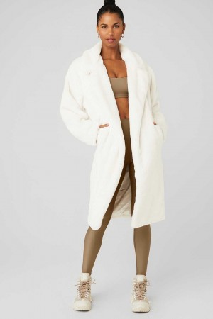 Alo Yoga USA Oversized Faux Fur Trench Ivory | 7491086-QL