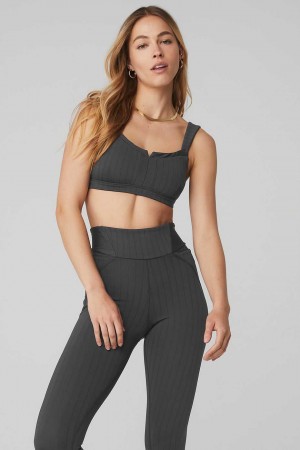 Alo Yoga USA Pinstripe Jacquardtivate Anthracite | 4289610-SZ