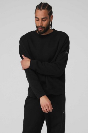 Alo Yoga USA Renown Heavy Weight Crew Neck Pullover Black | 7832150-XE