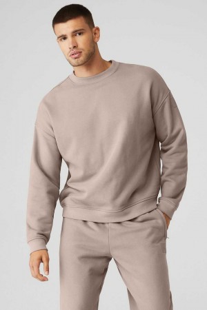 Alo Yoga USA Renown Heavy Weight Crew Neck Pullover Taupe | 8467921-EN