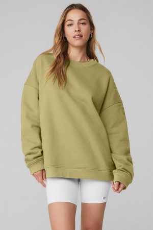 Alo Yoga USA Renown Heavy Weight Crew Neck Pullover Wasabi | 8651239-QN