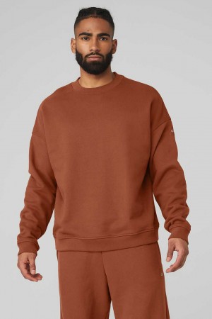 Alo Yoga USA Renown Heavy Weight Crew Neck Pullover Rust | 9216035-BW